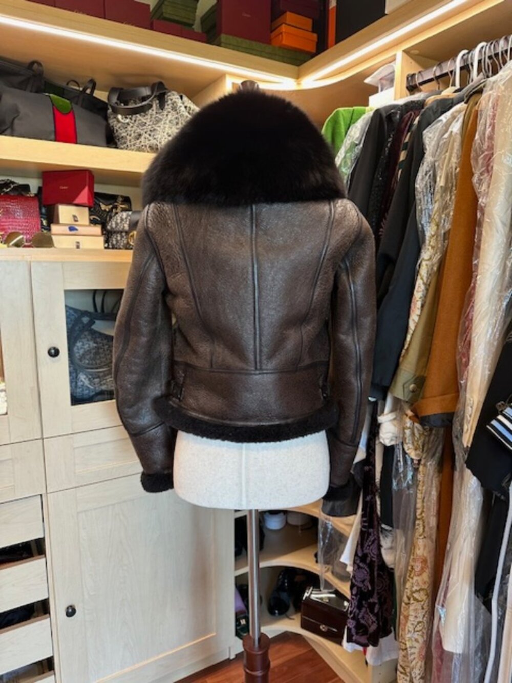 Burberry Brit Brown Leather, Shearling and Fur Size 6 Jacket - Picture 3 of 15